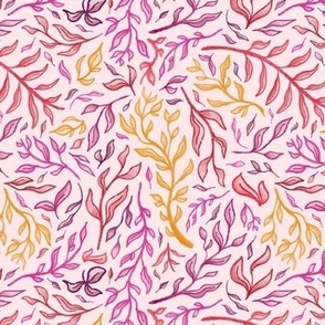 Watercolor Vines pink and yellow