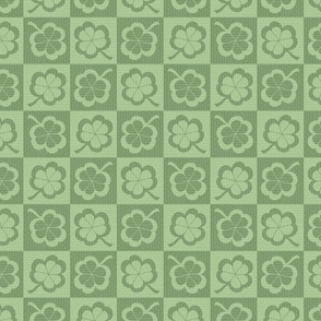 Irish Shamrocks Checkerboard, Medium Scale, Grass Green, Lime Green