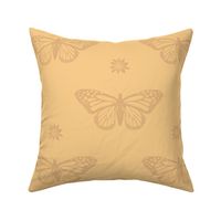 Monarch Butterfly & Milkweed Flowers in yellow and yellow ochre [large scale]