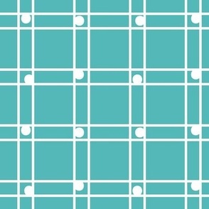 Wandering Dot - Turquoise - Teal - Checkers - Gingham - Squares - Minimalist - Geometric - Coastal - Checks