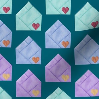 Rainbow Love Letters on Teal Green Large Scale