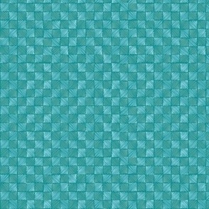 (Micro) Retro squares design “Scribbled chessboard” in teal and light teals