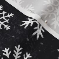 Snowflakes on Black Chalkboard | Winter Christmas Snowing Textured