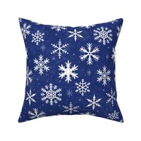 Snowflakes on Blue Chalkboard | Winter Christmas Snowing Textured