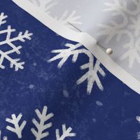 Snowflakes on Blue Chalkboard | Winter Christmas Snowing Textured