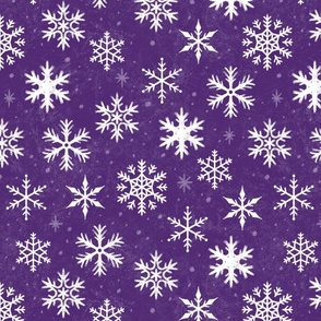 Snowflakes on Purple Chalkboard | Winter Christmas Snowing Textured