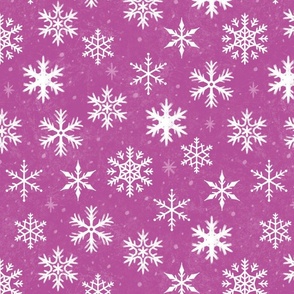 Snowflakes on Pink Chalkboard | Winter Christmas Snowing Textured