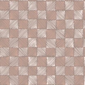  (Small) “Scribbled chessboard”, scruffy checks in coffee browns and cream