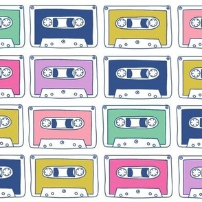 Cassette Tapes in 80’s Colours