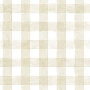 Lancaster White Watercolor Gingham - Small - Soft Beige Pastel Yellow  Checkers Buffalo Plaid Checkers Gender neutral nursery