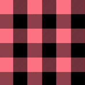 1 Inch Buffalo Check Bright Coral Pink and Black