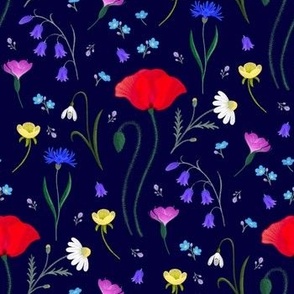 Pressed Wildflower Meadow — Dark Background 