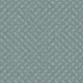 (Micro) Scruffy scribbled squares “Scribbled chessboard” in dusty greens and grey.