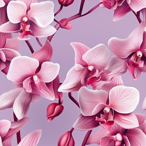 3D Romantic Monochrome Pink Orchids ATL_2259