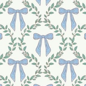 Vintage Bows Trellis Blue and Green