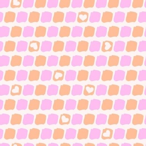 Sweet Hearts Checker Hearts Peach Pink by Jac Slade