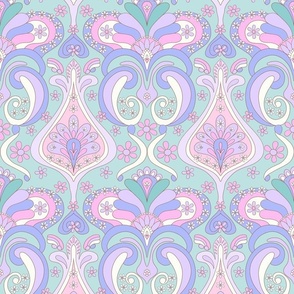 Sweet Hearts Damask Candy Pink Mint by Jac Slade