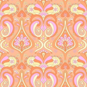 Sweet Hearts Damask Orange Peach by Jac Slade