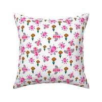 Hot pink floral insect design