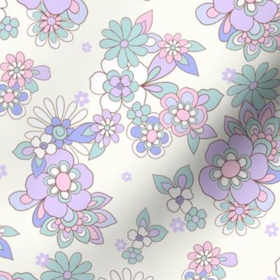 Sweet Hearts Retro Floral in Mint Lavenderby Jac Slade