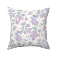 Sweet Hearts Retro Floral in Mint Lavenderby Jac Slade