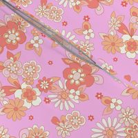 Sweet Hearts Retro Floral in Pink by Jac Slade