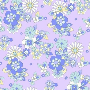 Sweet Hearts Retro Floral in Purple by Jac Slade