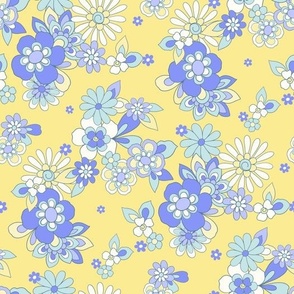 Sweet Hearts Retro Floral in Yellow by Jac Slade