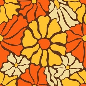 Groovy retro flowers in vibrant colors