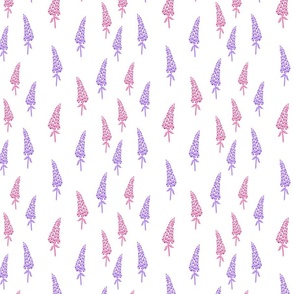 Foxglove pink and lilac on white background
