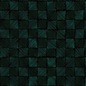 (Small) Gothic grunge scribble “Scribbled chessboard” in dark, greens and teal.