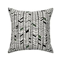 black forest herringbone off-white green