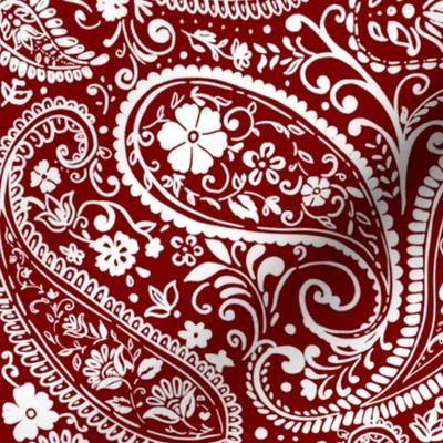 Red white paisley