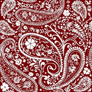 Red white paisley