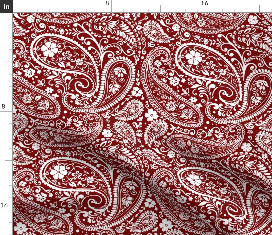 Red white paisley