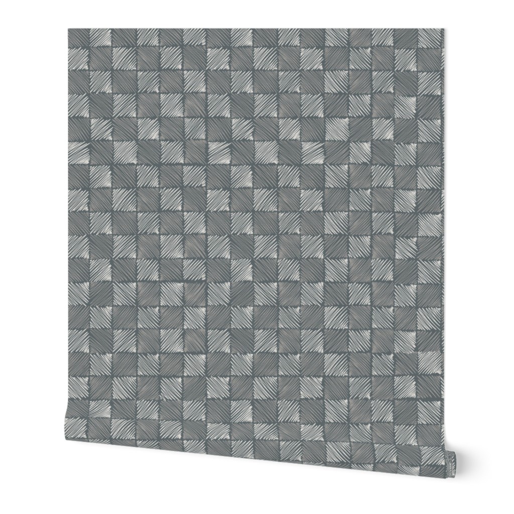  (Medium) Rebel checks scribbled squares “Scribbled chessboard” in greys and light greys.