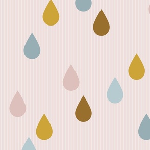 pastel colors raindrops on pink size XL