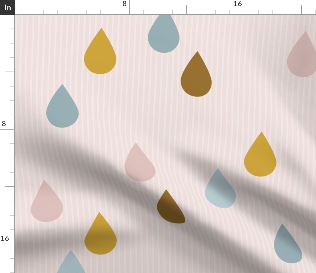 pastel colors raindrops on pink size XL