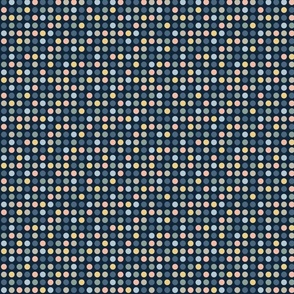 Polka dots // mini scale 0001 C // multicolored dots scattered regular polka dotsblue blue yellow pink green navy blue