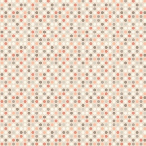 Polka dots // mini scale 0001 E // multicolored dots scattered regular polka dots brown beige gray peach colour orange white  modern children baby child