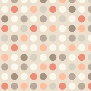 Polka dots // big scale 0001 E // multicolored dots scattered regular polka dots brown beige gray peach colour orange white  modern children baby child