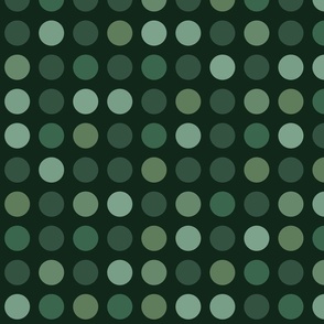 Polka dots // big scale 0001 H // multicolored dots scattered regular polka dots  green  bottle green deep dark green warm greens  modern dark