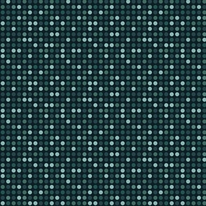 Polka dots // mini scale 0001 I // multicolored dots scattered regular polka dots sea turquoise sky blue green celadon mint bottle green deep dark green  modern dark