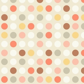 Polka dots // big scale 0001 D // multicolored dots scattered regular polka dots brown beige gray yellow orange white  modern children baby child