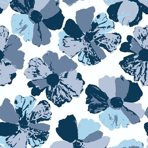 Indigo blue painted Big blue floral