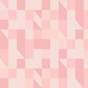 Bold monochromatic geometric abstract squares triangles // normal scale 0009 D // irregular squares triangles pink beige light baby rose  child children wallpaper