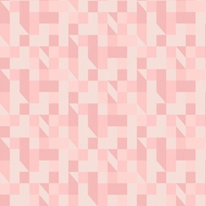 Bold monochromatic geometric abstract squares triangles // small scale 0009 D // irregular squares triangles pink beige light baby rose  child children wallpaper
