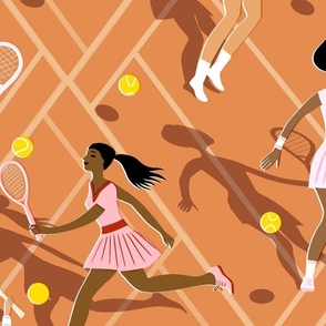 tennis ace diverse women // sand // large