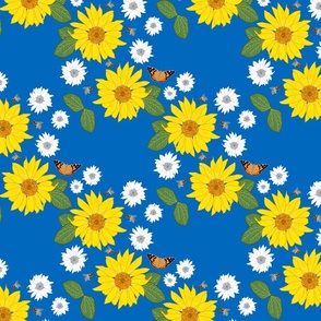 Sunflower Friendship (lattice) - ocean blue, medium