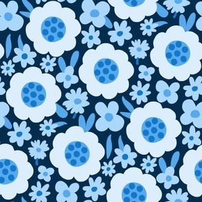 Whimsical flowers- Monochromatic Duvet Covers - blue - 